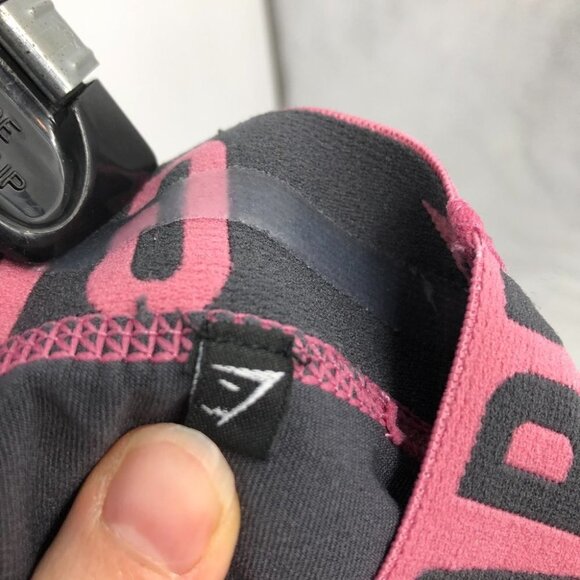 Gymshark fit leggings solid grey with pink waistband workout gym pants - Picture 6 of 15